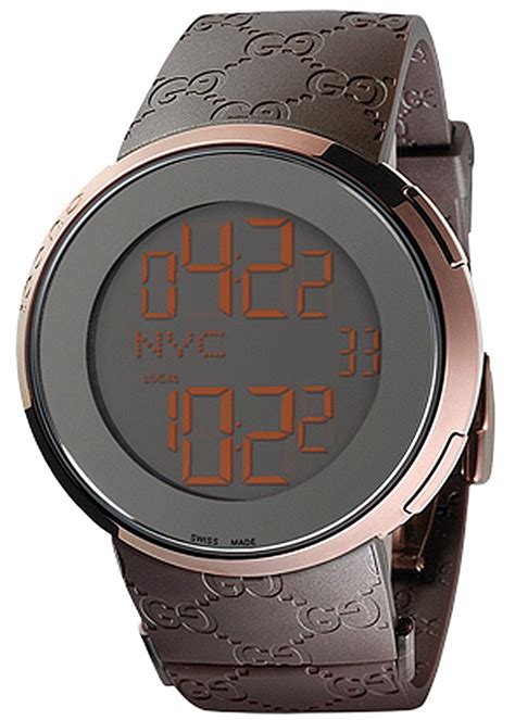 gucci dual-zone digital watch brown